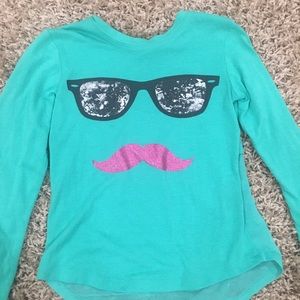 Girls Teal Graphic Long Sleeve Tee Shirt